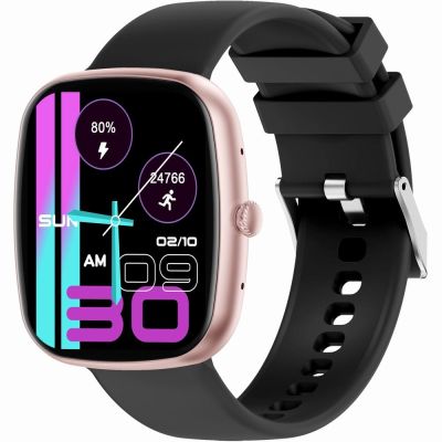 5. GRAVITY GT18-1 Damen-Smartwatch, pinkes Silikonarmband + schwarzes Armband