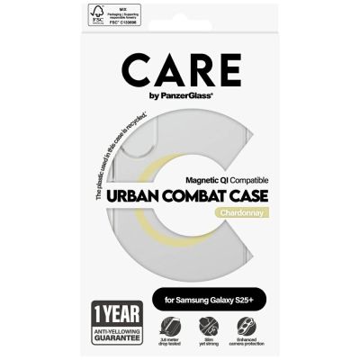 4. CARE by PanzerGlass Flagship Urban Combat Chardonnay QI Hülle für Samsung Galaxy S25+ - Transparent
