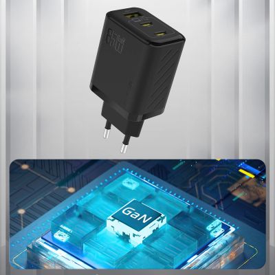 5. Dudao A29 65W GaN Wandladegerät 2 x USB-C + 1 x USB-A - Schwarz