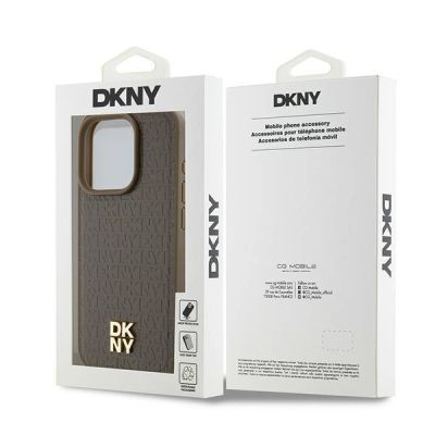 8. DKNY MagSafe-Hülle mit Ledermuster und Metalllogo für iPhone 14 Pro Max, Braun