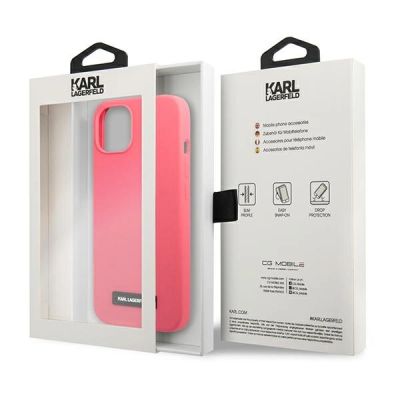 8. Karl Lagerfeld iPhone 13 Hülle mit Silikonplakette – Fuchsia