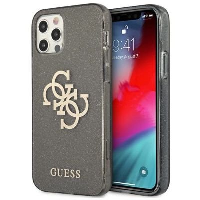 Guess GUHCP12LPCUGL4GBK iPhone 12 Pro Max 6,7" schwarz/schwarze Hartschale Glitter 4G Big Logo
