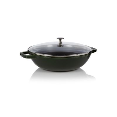2. Gusseiserner Wok mit Deckel Staub – 30 cm, Schwarz