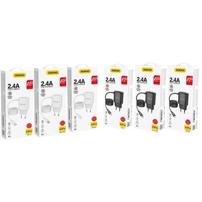 3. Dudao 2x USB Wandladegerät mit eingebautem 12 W Lightning Kabel schwarz (A2ProL schwarz)