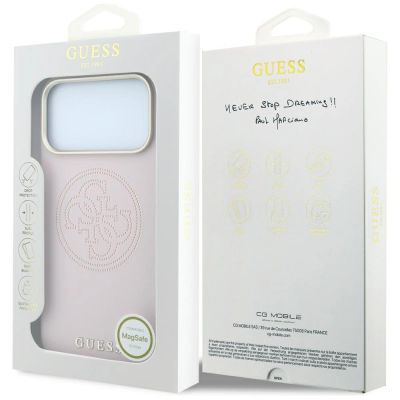 8. Guess Perforierte 4G Gold Logo Magsafe Hülle für iPhone 17 Pro Max / 18 Pro Max - Pink