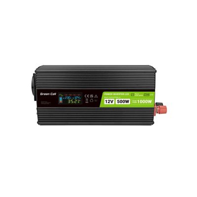 15. Green Cell LCD-Wechselrichter 12V/230V 500W/1000W Reiner Sinus INVGC12P500LCD