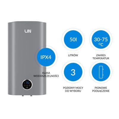 3. Elektroboiler LIN LIFVD1SMGY 50L grau SMART