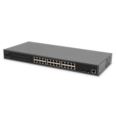 2. 24-Port L2 Managed Gigabit Ethernet Switch mit PoE-Injektor, 2 SFP-Upload