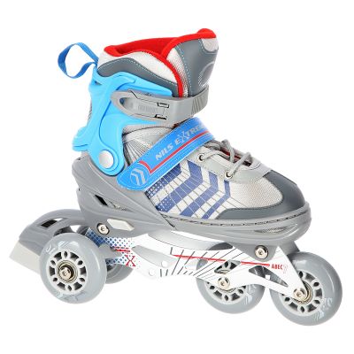 12. NH18192 4-in-1 GRAU-BLAU GRÖSSE L (39-43) ROLLSCHUHE MIT HOCKEY-ÄRMEL NILS EXTREME