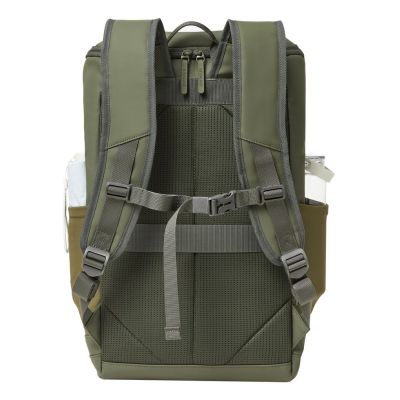 9. Rivacase Eden Rucksack Reiserucksack Olivgrünes gewachstes Leder (Pull-Up), Polyester, recyceltes Polyethylenterephthalat (rPET)
