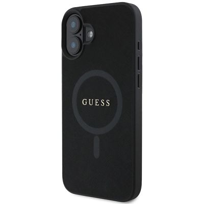 2. Guess Saffiano Classic Logo MagSafe-Hülle für iPhone 16 Plus – Schwarz