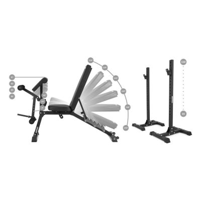 4. ZIPRO SUPERSET Verstellbare Trainingsbank, verstellbare Rückenlehne, verstellbarer Sitz, Fitnessstudio, Heimstudio, Schwarz