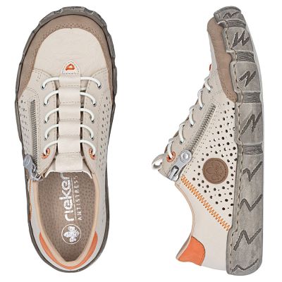 3. Damen-Lederschuhe mit Lochmuster, beige, Rieker L0355-61
