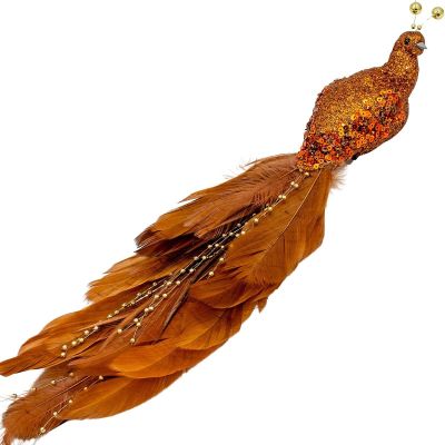 12. Dekorativer Vogel an einer Klammer, 38 cm, braun-kupferfarben