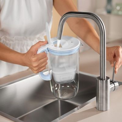 7. Brita Glasfilterkanne + 2 MaxtraPro PP-Kartuschen (blau; 2,5 l)