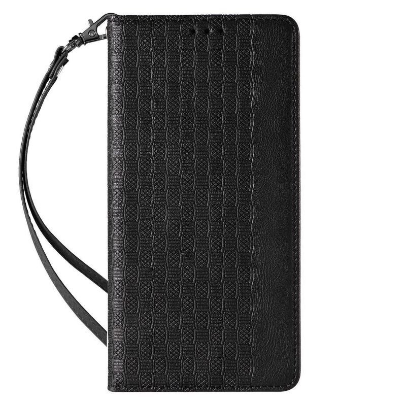 4. Magnet Strap Case für Samsung Galaxy S23 Flip Wallet Mini Lanyard Stand Schwarz