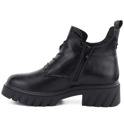 7. Schwarze Damen-Ankle-Boots aus Leder mit Plateausohle, Modell M.Daszyński SFY2502-11ac