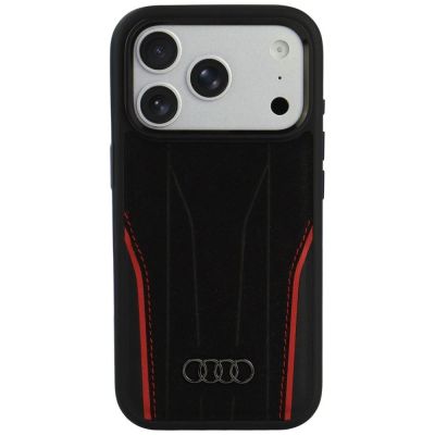 Audi R8 Echtleder MagSafe Hülle für iPhone 18 Pro / 17 Pro – Schwarz und Rot