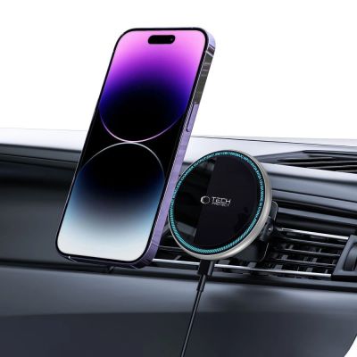 7. Tech-Protect A2 Autotelefonhalter mit MagSafe 15W induktivem Ladegerät für Lüftungsschlitze – Schwarz