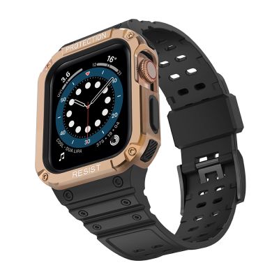 2. Schutzarmband für Apple Watch 38/40/41 mm Panzergehäusearmband - Schwarz, Roségold