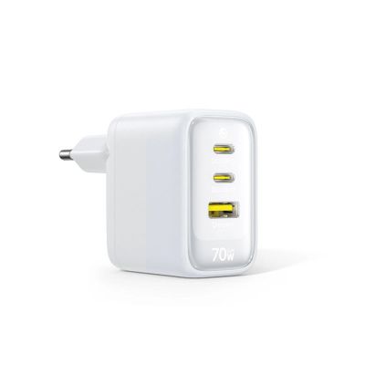 2. Baseus EnerFill FE22 70W Wandladegerät 2 x USB-C + USB-A - Weiß