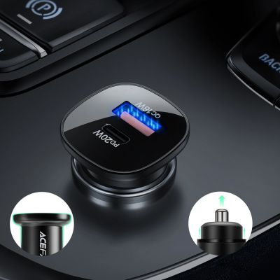 14. Acefast Autoladegerät 38W USB Typ C / USB, PPS, Power Delivery, Quick Charge 3.0, AFC, FCP schwarz (B1 schwarz)