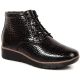 14. Gefütterte schwarze Lackleder-Stiefeletten mit Keilabsatz Filippo