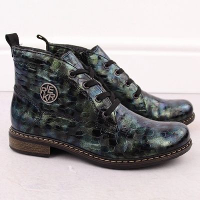 33. Damen-Lackstiefeletten in grüner Kroko-Optik Rieker 71205-90
