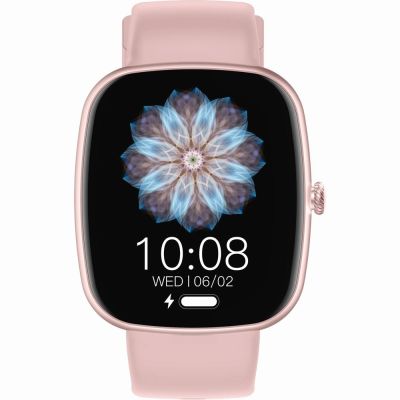 2. GRAVITY GT18-2 Damen-Smartwatch, pinkes Silikonarmband + weißes Armband