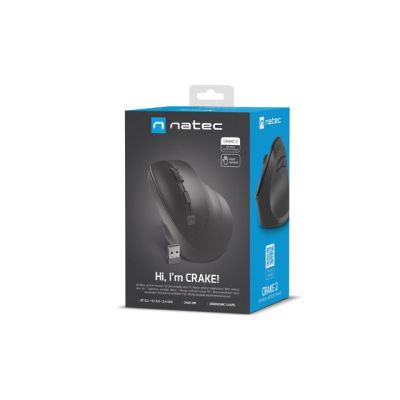7. NATEC CRAKE 2 VERTIKALMAUS KABELLOS BLUETOOTH 5.0+2.4GHZ 2400DPI SCHWARZ NMY-2048