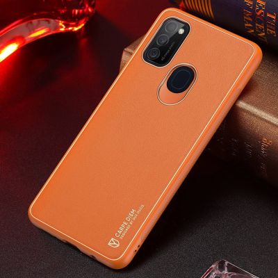 14. Dux Ducis Yolo elegantes Cover aus ökologischem Leder für Samsung Galaxy M30s orange