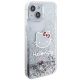 4. Hello Kitty Liquid Glitter Charms Kitty Head Hülle für iPhone 15 – Silber