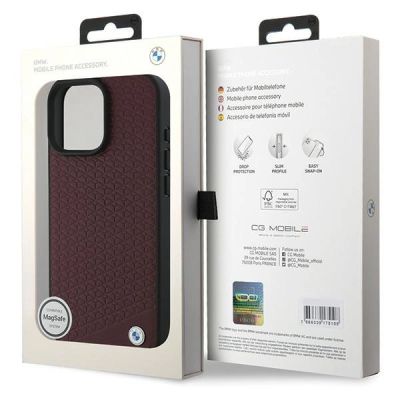 8. BMW MagSafe Hülle mit Leder-Diamant-Metalllogo für iPhone 16 Pro Max – Rot
