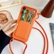 2. Silikonhülle für iPhone 17 Pro / 18 Pro mit Kartenfach und Schultergurt – Orange