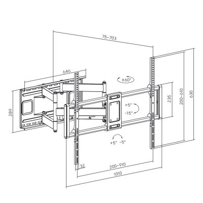 MACLEAN Wirtschaftliche TV-Halterung 60-120" 120 kg VESA 900x600 MC-482