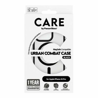 4. CARE by PanzerGlass Urban Combat Case MagSafe Hülle für iPhone 15 Pro – Schwarz