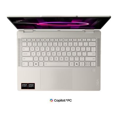 17. Lenovo Yoga 7a 2-in-1 14AGP11 Ryzen AI 7 445 14" WUXGA OLED-Touchscreen (400 Nits), glänzendes LBL-Display, 32 GB LPDDR5X-8000 SSD512 Radeon 840M, WLAN + Bluetooth, 5-MP-Kamera + IR-Kamera, 70-Wh-Akku, Windows 11, Seashell