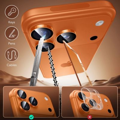 7. ESR Armorite Kameralinsenglas für iPhone 17 Pro / Max / 15 Pro / Max / 16 Pro / Max / 17 Pro / Max – Orange