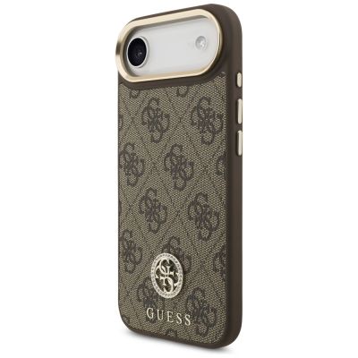 2. Guess 4G Strass Logo & Big Strap Metal Buttons MagSafe Case für iPhone Air - Braun
