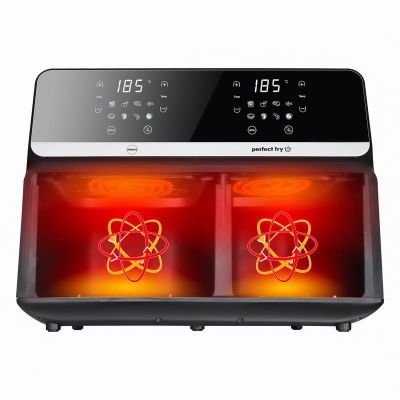 3. ELDOM FETTFREIE FRITTEUSE FR200 9 L, 2200 W, ZWEI UNABHÄNGIGE SCHUBLADEN, 8 PROGRAMME, LED-ANZEIGE, TEMPERATUR 80 °C–200 °C