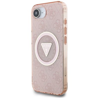 2. Guess IML Metal Glitter 4G Circle Triangle MagSafe Hülle für iPhone 16e - Pink