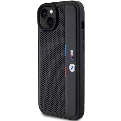 2. BMW Perforierte Tricolor Line Hülle für iPhone 15 Plus / 14 Plus – Schwarz