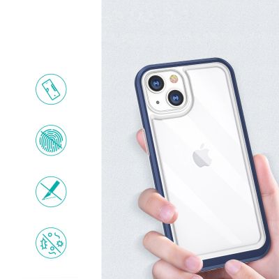 2. Klare 3in1 Hülle für iPhone 13 Mini Gel Cover mit Rahmen blau