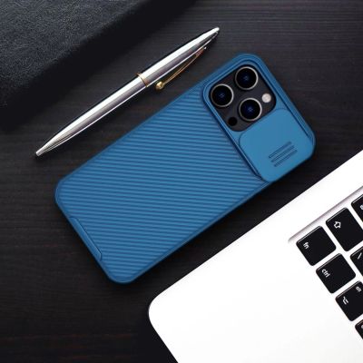 19. Nillkin CamShield Pro Hülle iPhone 14 Pro Max Gepanzerte Abdeckung Kameraschutz Blau