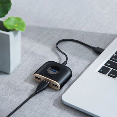 15. HUB Baseus Square USB-A auf 1x USB-A 3.2 Gen 1 / 3x USB 2.0 mit 1m Kabel - schwarz