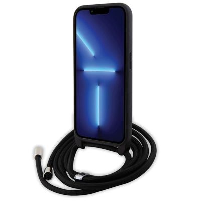 4. Karl Lagerfeld Umhängetasche mit Saffiano-Monogramm und Metallnadel, Karl & Choupette-Hülle für iPhone 15 Pro – Schwarz