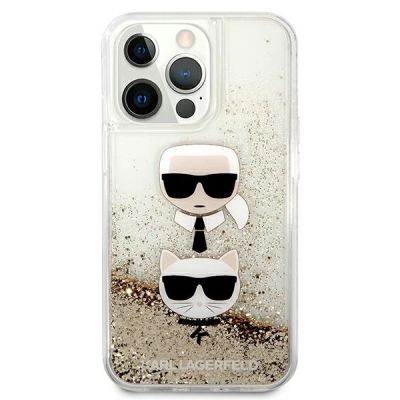 3. Karl Lagerfeld Liquid Glitter Karl&Choupette Head Case für iPhone 13 Pro Max 6,7" - Gold