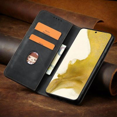 10. Magnet Fancy Case Cover für Samsung Galaxy S22 + (S22 Plus) Tasche Brieftasche Kartenhalter Schwarz
