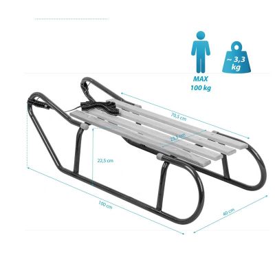5. METALLSCHLITTEN FÜR 2 PERSONEN, BORDEAUXROT