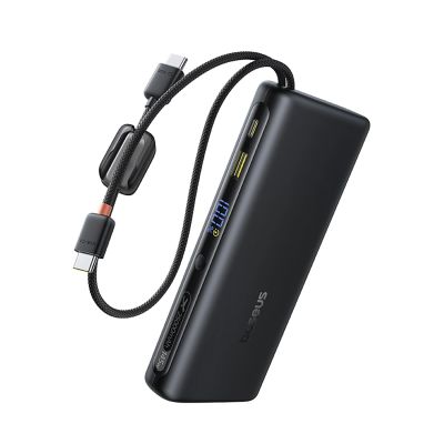 3. Baseus EnerFill FC41 25000mAh 145W Powerbank mit Digitalanzeige und integriertem Dual-USB-C-Kabel – Schwarz